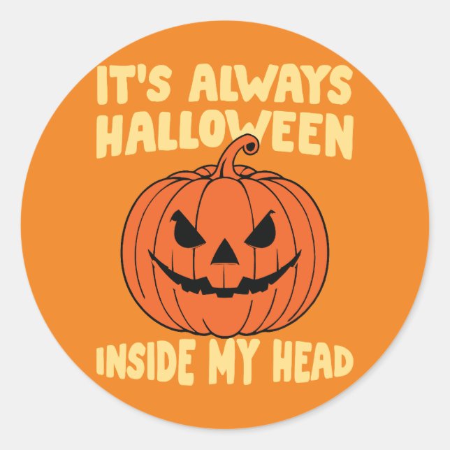 Adesivo Redondo Autocolante de Abóbora do Halloween (Frente)