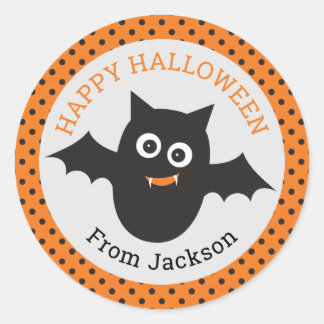Adesivo Redondo Autocolante de Bat Halloween Personalizado