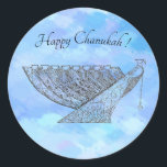 Adesivo Redondo Autocolante de Chanukah personalizável, pequeno<br><div class="desc">Semelhante a um dos meus designs de cartão de saudação,  use esses adesivos em envelopes,  embalagens e o que você quiser usar adesivos. Adicione uma nota festiva aos seus presentes,  cartas,  cartas,  etc.</div>