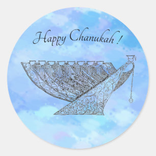 Adesivo Redondo Autocolante de Chanukah personalizável, pequeno