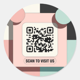 Adesivo Redondo Autocolante de código QR minimalista moderno para