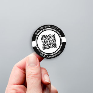 Adesivo Redondo Autocolante de código QR preto e branco