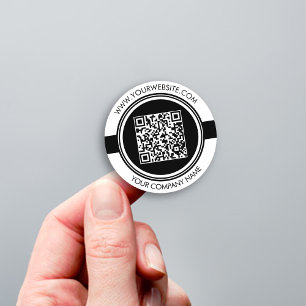 Adesivo Redondo Autocolante de código QR preto e branco