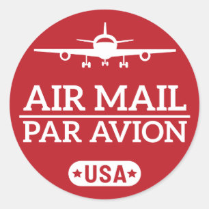 Adesivo Redondo Autocolante de correio aéreo (vermelho)