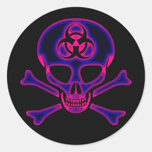 Adesivo Redondo Autocolante de crânio e crossbones