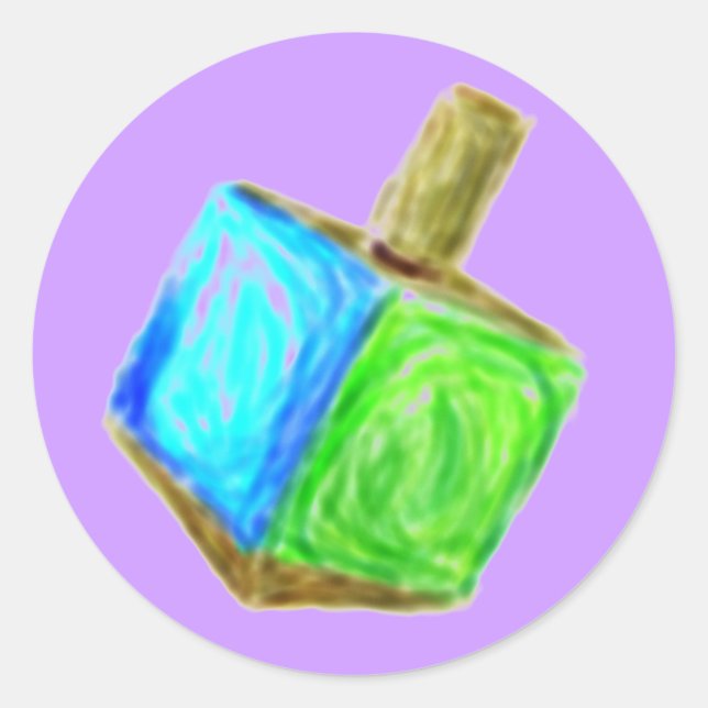 Adesivo Redondo Autocolante de Dreidel (Frente)