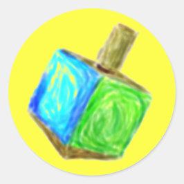 Adesivo Redondo Autocolante de Dreidel amarelo