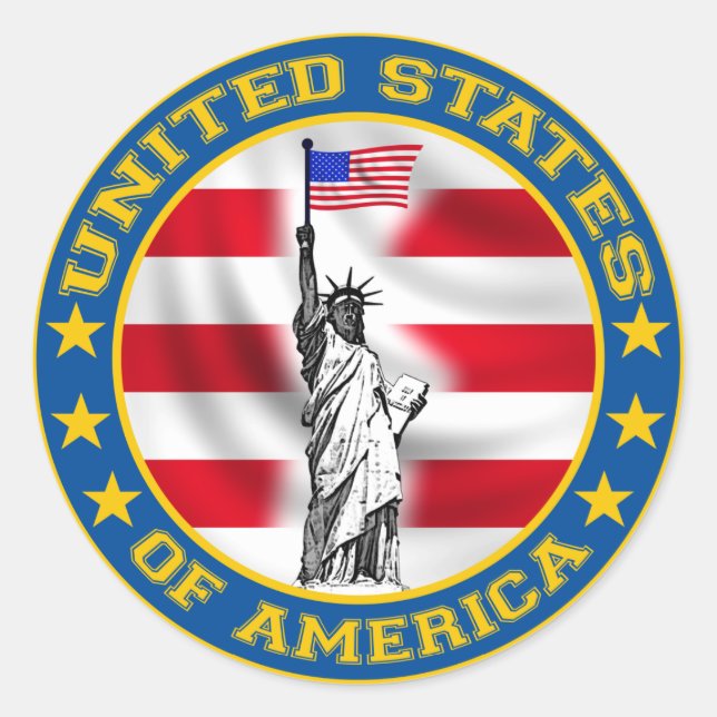 Adesivo Redondo autocolante de energia dos eua (Frente)