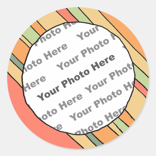 Adesivo Redondo Autocolante de Fotografias Personalizado de Stripe (Frente)