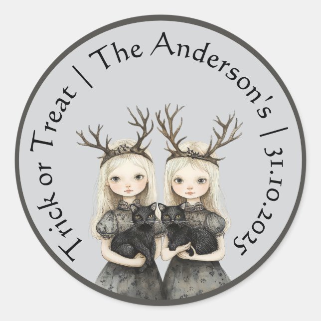 Adesivo Redondo Autocolante de Halloween (Frente)