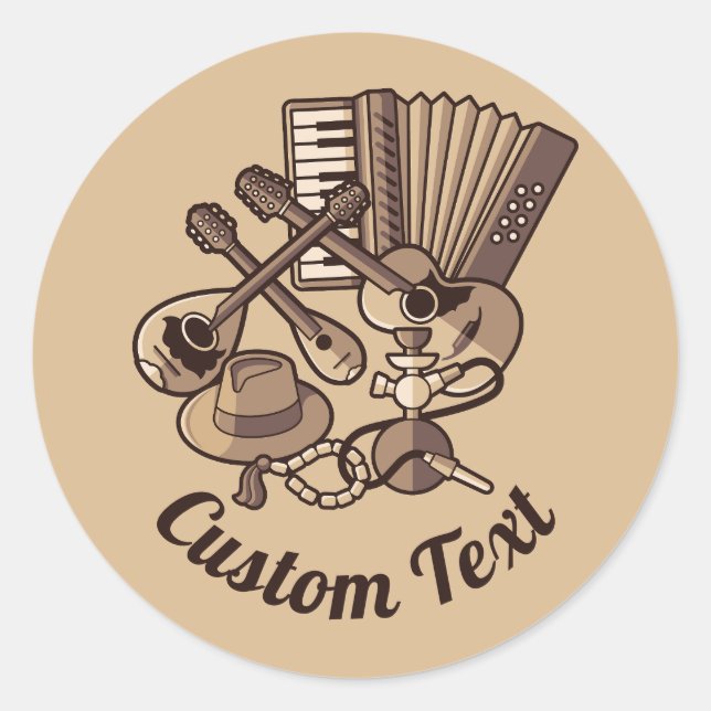 Adesivo Redondo Autocolante de ícones de Rebetiko (Frente)