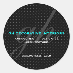 Adesivo Redondo Autocolante de Iniciais do Bolinhas