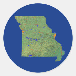 Adesivo Redondo Autocolante de Mapa do Missouri