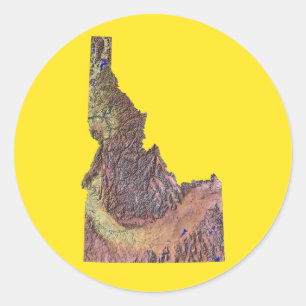 Adesivo Redondo Autocolante de Mapa Idaho