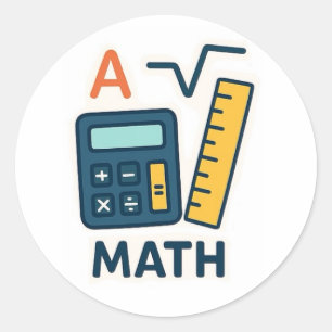 Adesivo Redondo Autocolante de Matemática Minimalista - Calculador