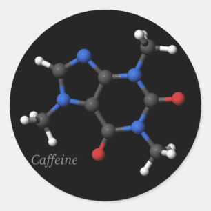 Adesivo Redondo Autocolante de modelo molecular da Caffeine