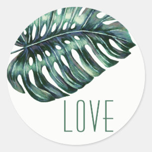 Adesivo Redondo Autocolante de Monstera Tropical Moderna