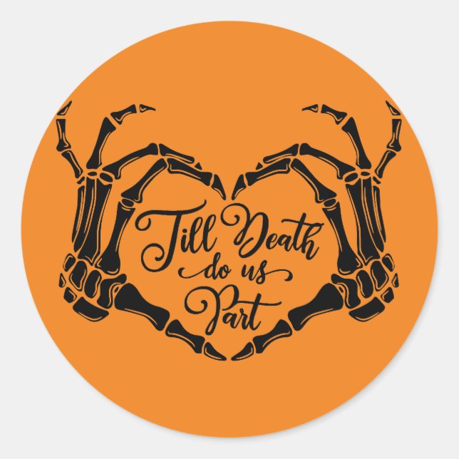 Adesivo Redondo Autocolante de Morte do Coração de Esqueleto (Frente)