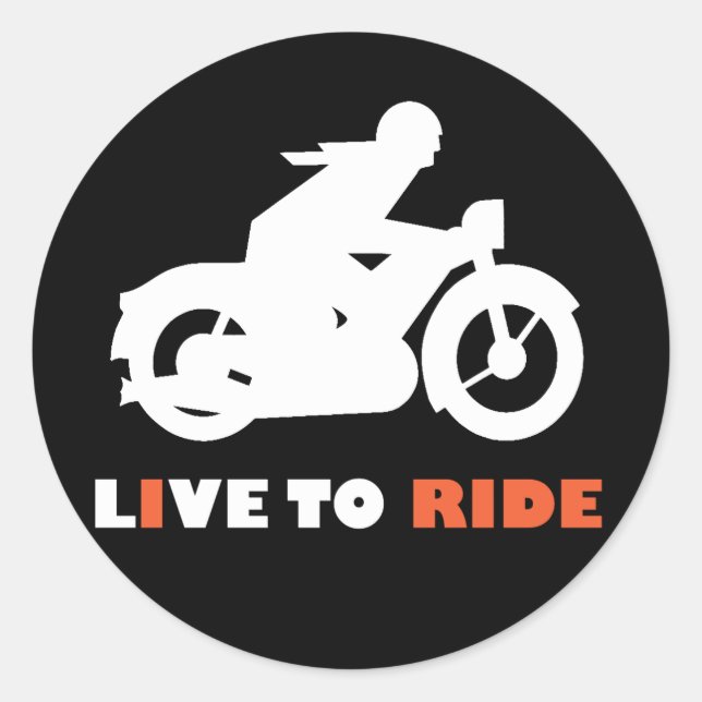 Adesivo Redondo Autocolante De Motocicleta Live To Ride Biker (Frente)
