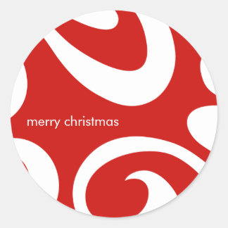 Adesivo Redondo Autocolante de Natal Moderno - Vermelho e Branco