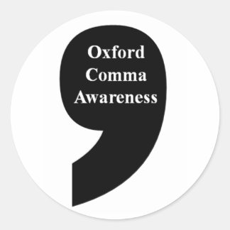 Adesivo Redondo Autocolante de sensibilização Oxford Comma