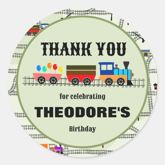 Adesivo Redondo Autocolante de trens e trilhas para crianças ferro (Frente)