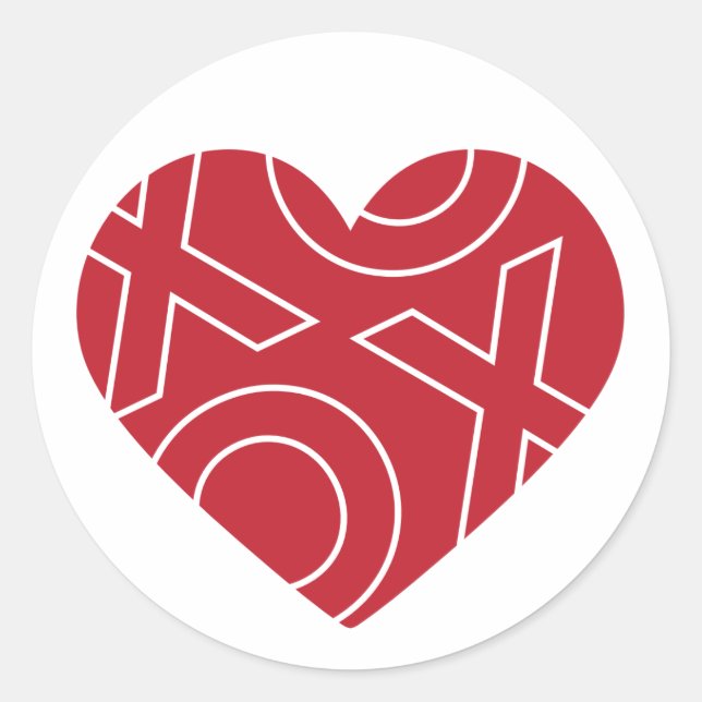 Adesivo Redondo Autocolante do Coração Beijo Hugs (Frente)