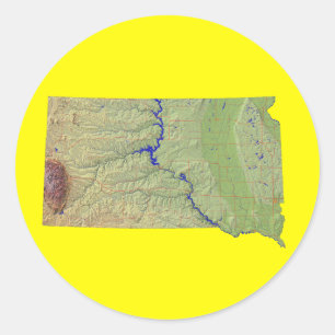 Adesivo Redondo Autocolante do Mapa de Dakota do Sul