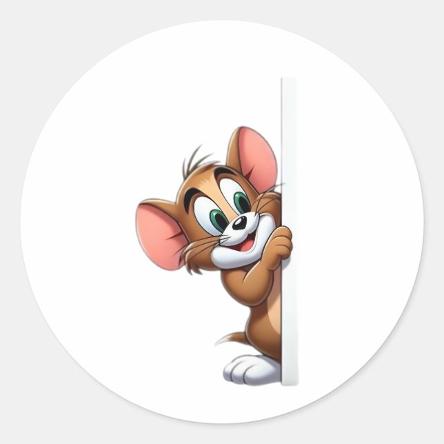 Adesivo Redondo Autocolante do Tom & Jerry (Frente)