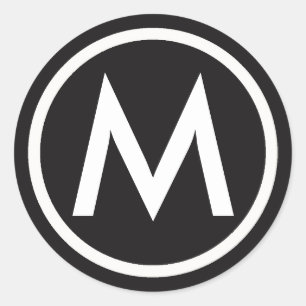 Adesivo Redondo Autocolante em preto e branco monograma