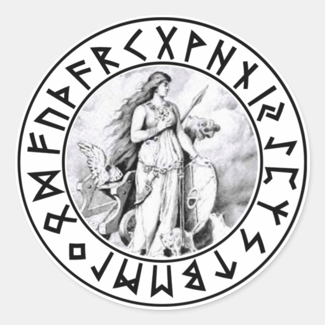 Adesivo Redondo autocolante Freya Rune Shield (Frente)