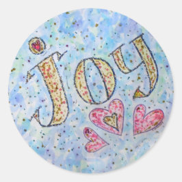 Adesivo Redondo Autocolante "Joy" com Palavra Inspiracional