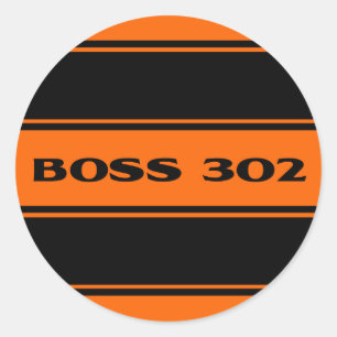 Adesivo Redondo Autocolante Laranja Black Race Stripes Boss 302