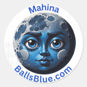 Adesivo Redondo Autocolante Mahina (Lua) - Coleção Azul