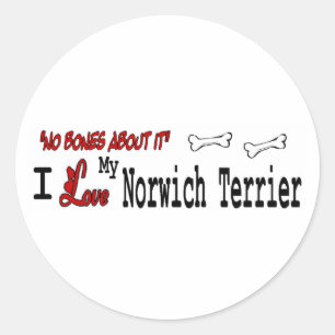 Adesivo Redondo Autocolante Norwich Terrier (I Love)