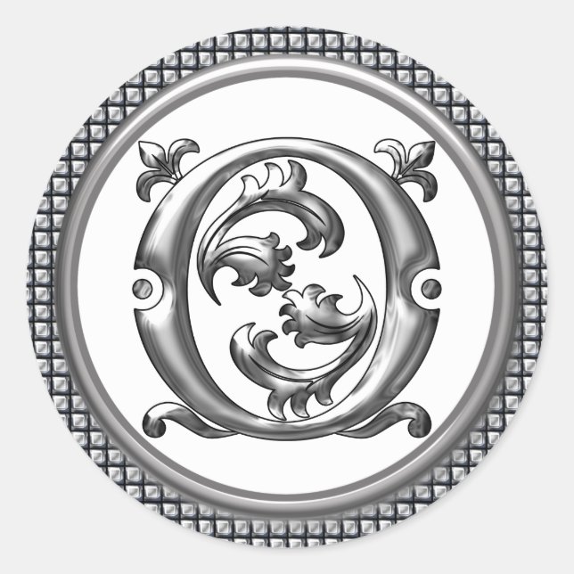 Adesivo Redondo Autocolante O Round em Prata (Frente)
