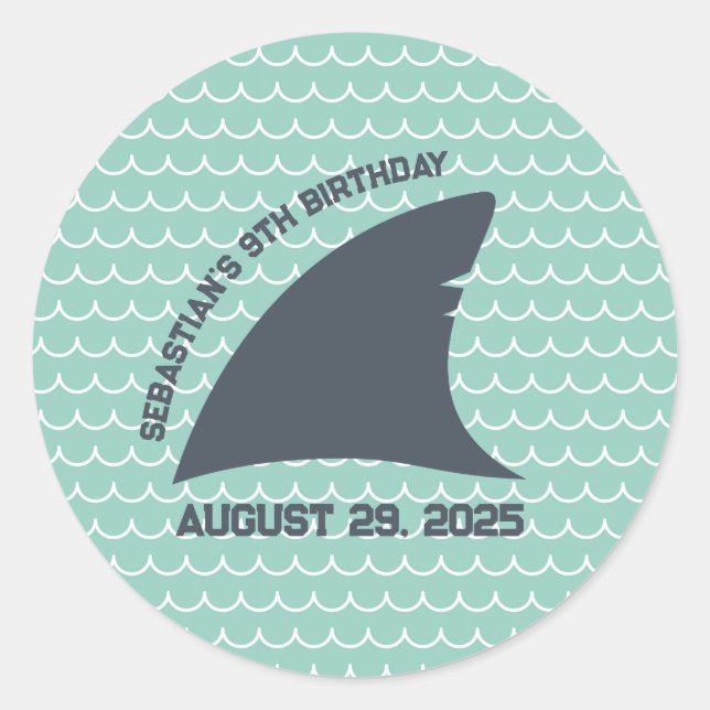 Adesivo Redondo Autocolante personalizado | Aqua e Onda Branca (Frente)