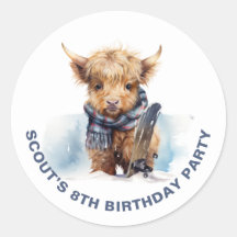 Autocolante Personalizado de Vaca Highland Snowboa