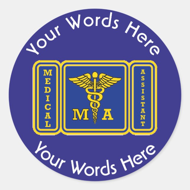 Adesivo Redondo Autocolante Personalizado do Assistente Médico (Frente)