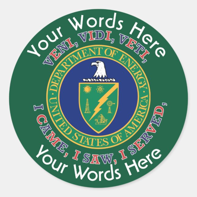 Adesivo Redondo Autocolante personalizado do Department of Energy  (Frente)