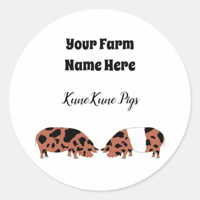 Adesivo Redondo Autocolante personalizado do KuneKune (Frente)