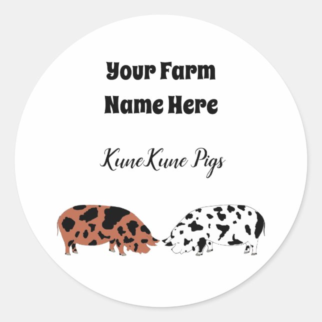 Adesivo Redondo Autocolante personalizado do KuneKune (Frente)