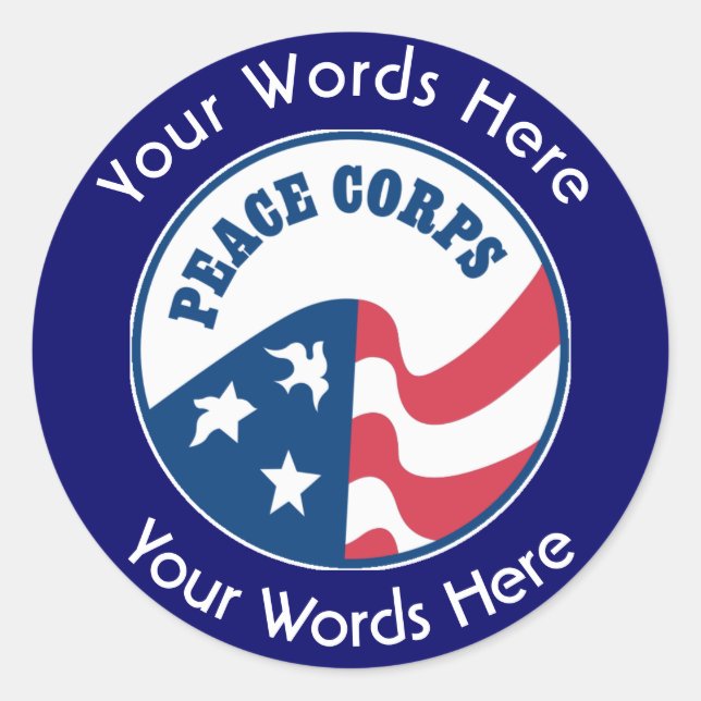 Adesivo Redondo Autocolante Personalizado do Peace Corps (Frente)