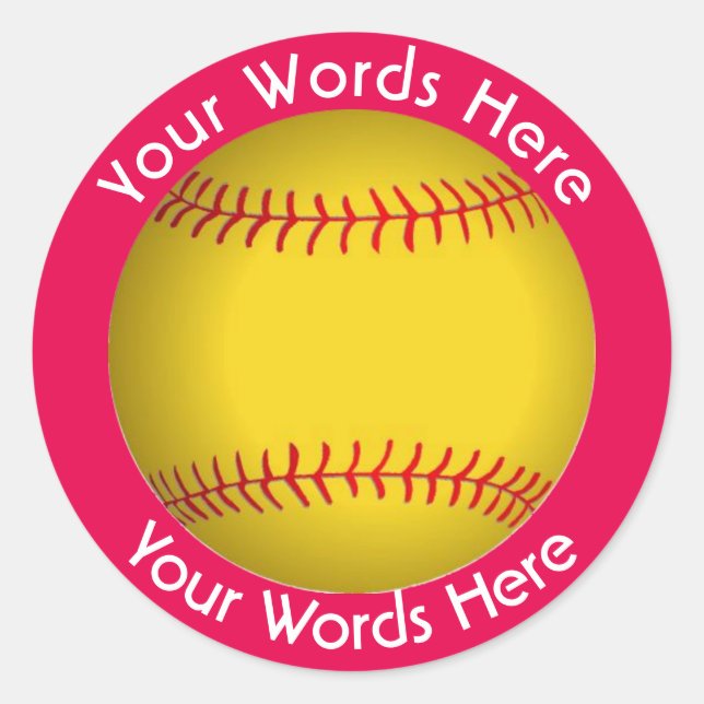 Adesivo Redondo Autocolante Personalizado do Softball (Frente)