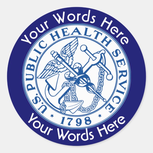 Adesivo Redondo Autocolante personalizado PHS do Serviço de Saúde  (Frente)