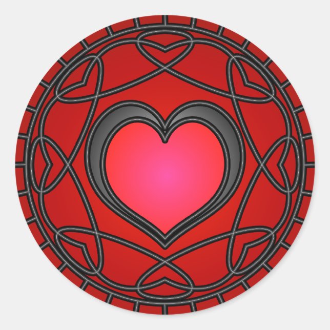 Adesivo Redondo Autocolante Preto/Vermelho (Frente)