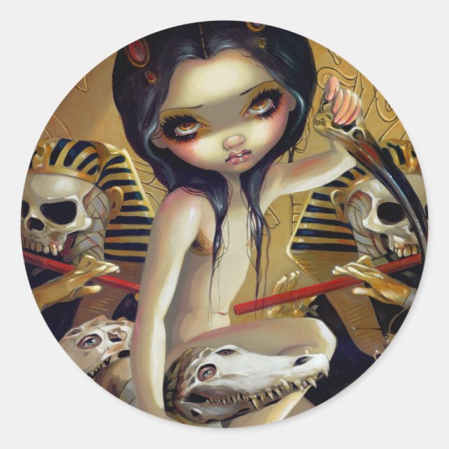 Adesivo Redondo Autocolante "Priestess of Nyarlathotep" (Frente)