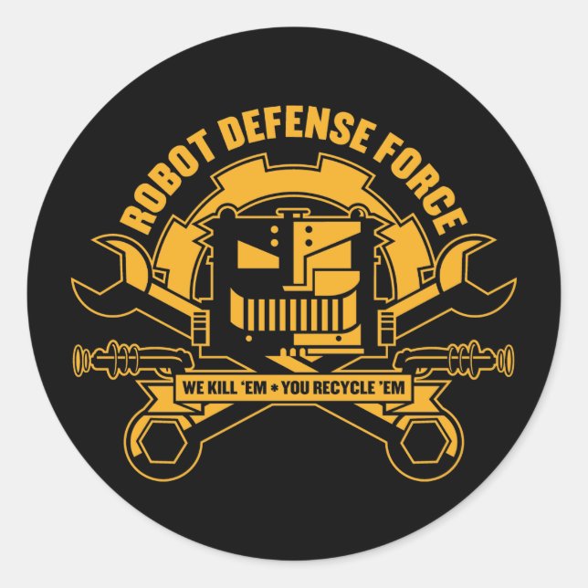 Adesivo Redondo Autocolante Robot Defense Force (Frente)