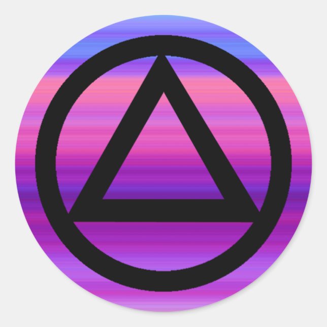 Adesivo Redondo Autocolante Sobriety Recovery e Triangle Recovery (Frente)