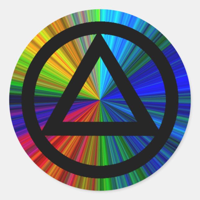 Adesivo Redondo Autocolante Sobriety Recovery e Triangle Recovery (Frente)
